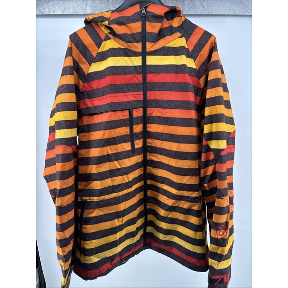 Burton Size XL Dryride Snowboard Zip Up Shell Jacket Oranges Yellow Black Hood - Picture 7 of 11